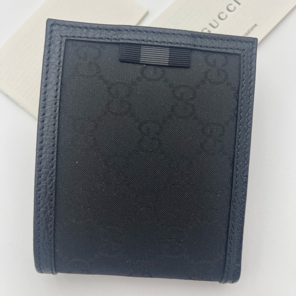 GUCCI MEN'S BLACK GG CANVAS / LEATHER BI-FOLD WALLETS - Picture 2 of 7